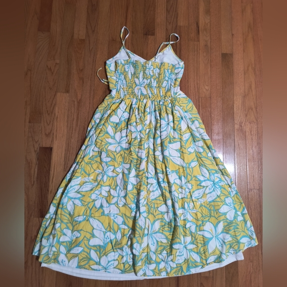 Sincerely Jules Smocked Floral Maxi Sundress, Women's Small,Yellow/Blue - Picture 13 of 16